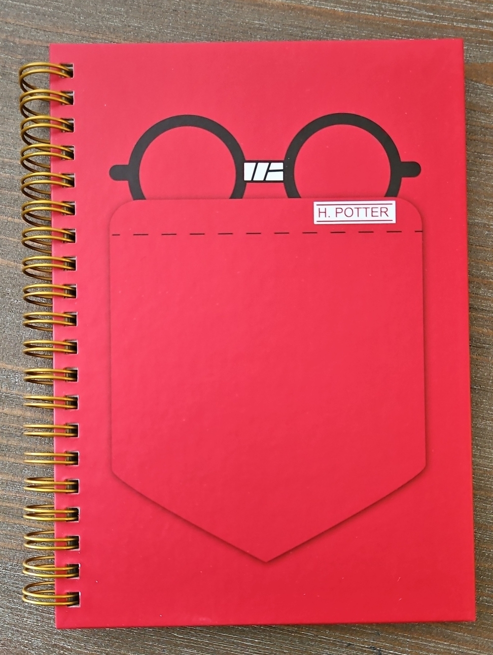 Hallmark Red Spiral Notebook with Glasses Pocket Design - Harry Potter